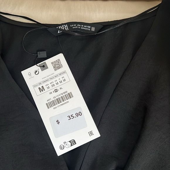 NWT Zara Black Knotted Crop Top Sz M - Picture 3 of 4